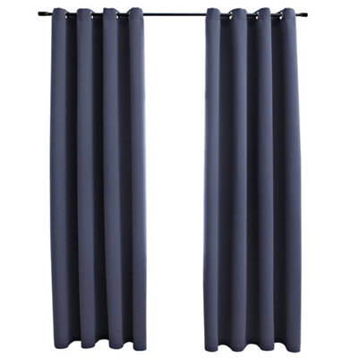Berkfield Elegant Blackout Curtains With Metal Rings 2 Pcs Anthracite 140X175 Cm - image 1
