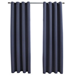 Berkfield Elegant Blackout Curtains With Metal Rings 2 Pcs Anthracite 140X175 Cm