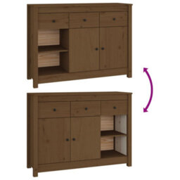Berkfield Sideboard Honey Brown 100X35X74 Cm Solid Wood Pine - thumbnail 9