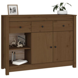 Berkfield Sideboard Honey Brown 100X35X74 Cm Solid Wood Pine - thumbnail 4