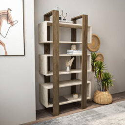 Decorotika Reina 150 Cm Bookcase Travertine&walnut - thumbnail 2