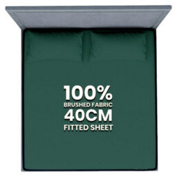 Ameha Super King Plain Dyed Fitted Sheet 40Cm-Extra Deep Pocket Emerald Green Fitted Bed Sheets Microfiber Bedding Sheet 180X200Cm - thumbnail 3