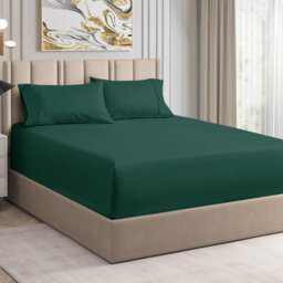 Ameha Super King Plain Dyed Fitted Sheet 40Cm-Extra Deep Pocket Emerald Green Fitted Bed Sheets Microfiber Bedding Sheet 180X200Cm - thumbnail 2
