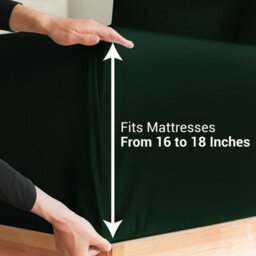 Ameha Super King Plain Dyed Fitted Sheet 40Cm-Extra Deep Pocket Emerald Green Fitted Bed Sheets Microfiber Bedding Sheet 180X200Cm - thumbnail 5