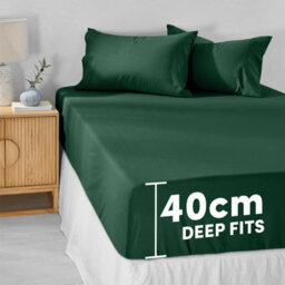 Ameha Super King Plain Dyed Fitted Sheet 40Cm-Extra Deep Pocket Emerald Green Fitted Bed Sheets Microfiber Bedding Sheet 180X200Cm - thumbnail 9