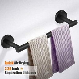 5 Pack Bathroom Accessories In Sus304 Stainless Steel: 40.6 Cm Towel Rack + Toilet Paper Holder + 3 Hooks (Black) - thumbnail 6