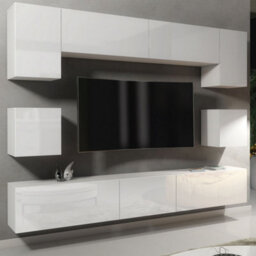Creative Furniture Panorama Wall Tv Unit - White With Gloss Doors - thumbnail 3