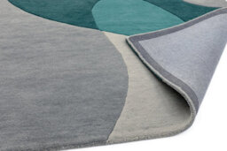 Teal Wool Handmade Modern Easy To Clean Abstract Dining Room Bedroom And Living Room Rug-200Cm X 300Cm - thumbnail 4
