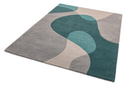 Teal Wool Handmade Modern Easy To Clean Abstract Dining Room Bedroom And Living Room Rug-200Cm X 300Cm - thumbnail 5