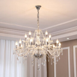 Wdw Genuie K9 Crystal Chandelier, Clear Chrome Finish, Contemporary Ceiling Light, 24 Arms - thumbnail 2