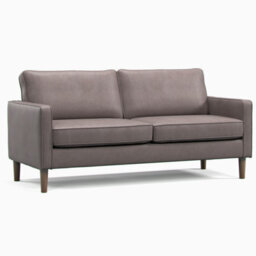 Furnishings For Less UK Bexhill Grey Faux Leather  Boxed Arm Sofa Suite 3 + 2 Sofas - thumbnail 2