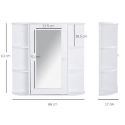 Homcom Wall Mounted Bathroom Cabinet W/ Mirror Single Door Storage Shelves - thumbnail 3