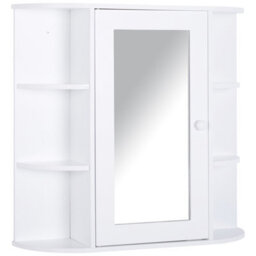 Homcom Wall Mounted Bathroom Cabinet W/ Mirror Single Door Storage Shelves - thumbnail 2