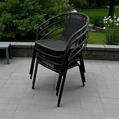 4Pc Black Rattan Outdoor Patio Chairs, Rattan Garden Chairs, Black Rattan Furniture - image 1