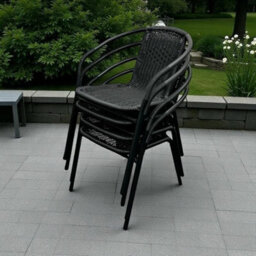 4Pc Black Rattan Outdoor Patio Chairs, Rattan Garden Chairs, Black Rattan Furniture - thumbnail 1