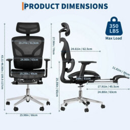 Ergonomic Office Chair With Footrest High Back Reclining Computer Chair For Home - thumbnail 2