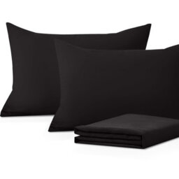 Moonlight Bedding Pillowcase Pack Of 6-Envelope Closure Super Soft Brushed Microfiber House Wife Pillow Cover,(Black, 50X75 Cm) - thumbnail 1