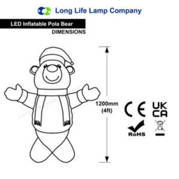 Long Life Lamps Company 4Ft Led Outdoor Inflatable Polar Bear Illuminated Plug In - thumbnail 2