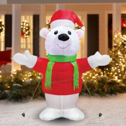 Long Life Lamps Company 4Ft Led Outdoor Inflatable Polar Bear Illuminated Plug In - thumbnail 9