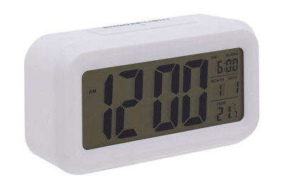 Orsina White Lcd Digital Clock, Compact And Modern Display With Time, Date And Temperature, Battery-Operated With - image 1