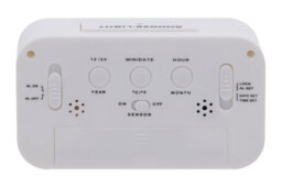 Orsina White Lcd Digital Clock, Compact And Modern Display With Time, Date And Temperature, Battery-Operated With - thumbnail 2
