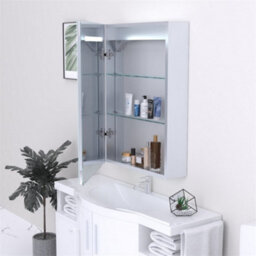 Clifton Bathroom Cabinet Wall Mirror - Rectangular 700 X 500mm - Led Light Wall Mirror Cabinet (Top) - Demister Pad - thumbnail 3