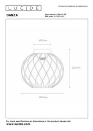 Lucide Danza Classic Flush Ceiling Light 25Cm - 1Xe27 - Matt Gold, Brass - thumbnail 6