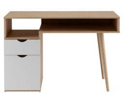 Scandi Desk With 1 Drawer 1 Door In White Grey Oak - thumbnail 3