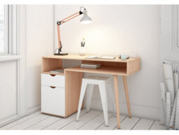 Scandi Desk With 1 Drawer 1 Door In White Grey Oak - thumbnail 6