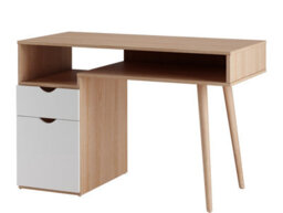 Scandi Desk With 1 Drawer 1 Door In White Grey Oak - thumbnail 1