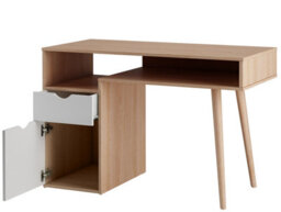Scandi Desk With 1 Drawer 1 Door In White Grey Oak - thumbnail 4