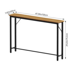 Living And Home Natural Wood Slim Console Table Entryway Table With Adjustable Feet, 120Cm (W) X 20Cm (D) X 75.2Cm (H) - thumbnail 6