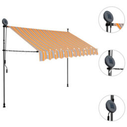 Berkfield Manual Retractable Awning With Led 300 Cm Yellow And Blue - thumbnail 3