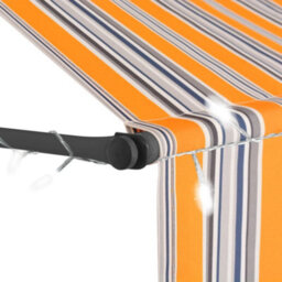 Berkfield Manual Retractable Awning With Led 300 Cm Yellow And Blue - thumbnail 4