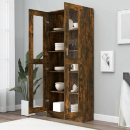 Vidaxl Vitrine Cabinet Smoked Oak 82.5X30.5X185 Cm Engineered Wood - thumbnail 6