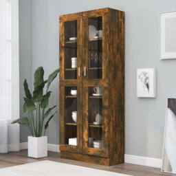 Vidaxl Vitrine Cabinet Smoked Oak 82.5X30.5X185 Cm Engineered Wood - thumbnail 1