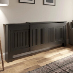 Agnite Adjustable  Radiator Cover Wall Cabinet Mdf Wood Anthracite Grey Vertical Style Modern - thumbnail 1