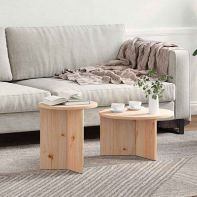 Berkfield Coffee Table 2 Pcs Natural Solid Pine Wood - image 1