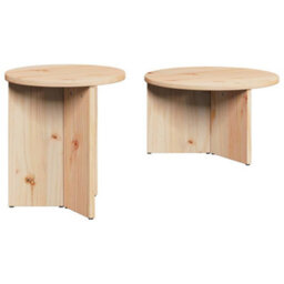 Berkfield Coffee Table 2 Pcs Natural Solid Pine Wood - thumbnail 2