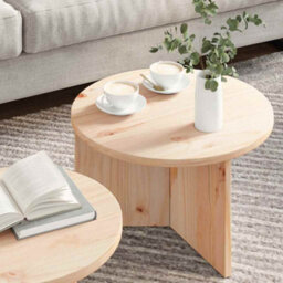Berkfield Coffee Table 2 Pcs Natural Solid Pine Wood - thumbnail 4