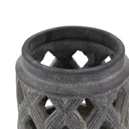 Hill Interiors Amalfi Lattice Lantern Grey (23Cm X 17Cm X 17Cm) - thumbnail 3