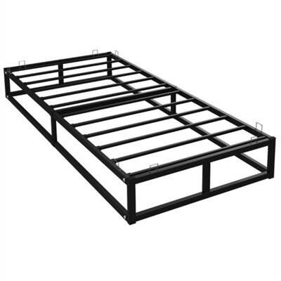 Single Black Metal Bed Platform Frame Extra Strong Bedroom Furniture Black Single - image 1