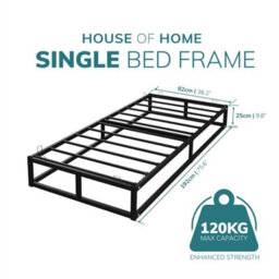 Single Black Metal Bed Platform Frame Extra Strong Bedroom Furniture Black Single - thumbnail 2