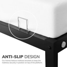 Single Black Metal Bed Platform Frame Extra Strong Bedroom Furniture Black Single - thumbnail 4