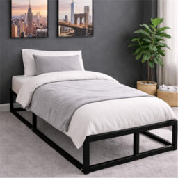 Single Black Metal Bed Platform Frame Extra Strong Bedroom Furniture Black Single - thumbnail 6