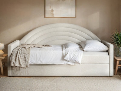 Flair Noa Rainbow Day Bed With Trundle Beige Teddy Fabric - image 1