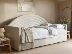 Flair Noa Rainbow Day Bed With Trundle Beige Teddy Fabric - thumbnail 2