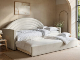Flair Noa Rainbow Day Bed With Trundle Beige Teddy Fabric - thumbnail 3