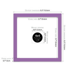 "4X4"" Purple Picture Frame - 4X4"" Square Frame With 1X1"" Mount For 4X4""/1X1"" Pictures Moderrn Style Thin Edge, 1 Pack" - thumbnail 2