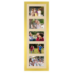 AK Frames 26X8 Gold Modern Multi Photo Frame With Ivory Mount - Holds 5 Apertures (5X) 6X4 Photos
